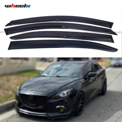 For 2014-2018 Mazda 3 JDM 3D Wavy Mugen Style Window Visors Rain Guard Defecltor