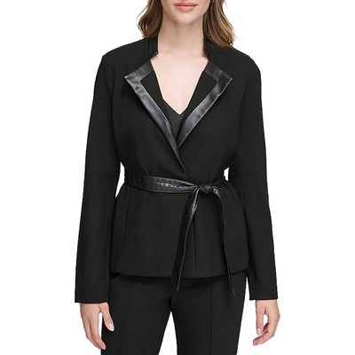 Женский черный вязаный блейзер Calvin Klein с открытой передней частью 6 BHFO 9708