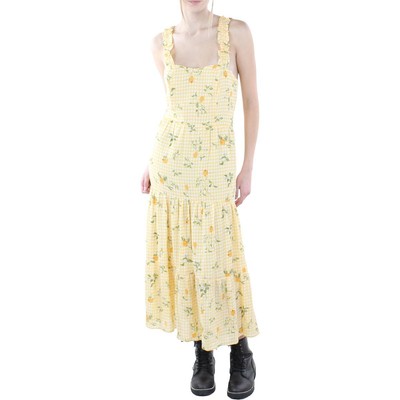 

70F/21C Женское присборенное платье миди с открытой спиной и принтом BHFO 3440, Yellow multi