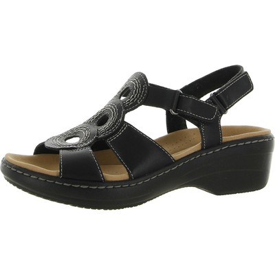 

Женские кожаные удобные туфли Clarks Merliah Derby с открытым носком на танкетке BHFO 5818, Черный, Merliah Derby