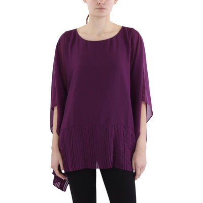 JM Collection Womens Purple Layered Sheer Cape Sleeves Blouse Top XL BHFO 6007