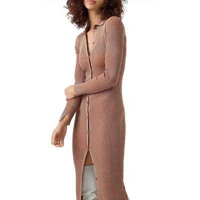 

Женское коричневое трикотажное платье-свитер миди в рубчик French Connection  BHFO 9556, Camel/glazed