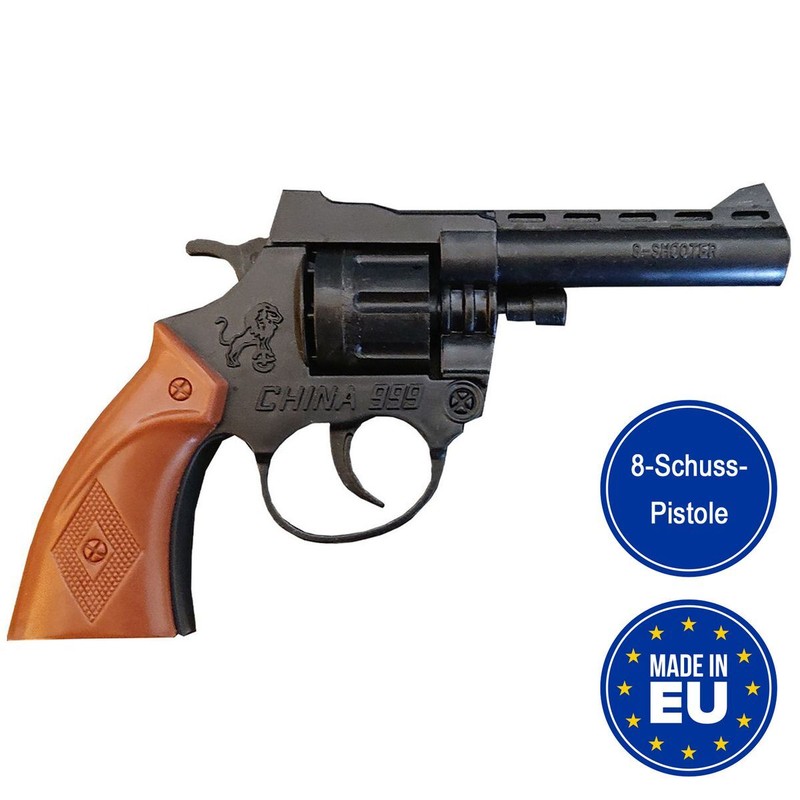 Revolver Pistole Braun Schwarz 17 Cm 8 Schuss Western-Revolver KostÃ¼M-ZubehÃ¶R