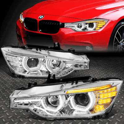 [Светодиодный U-HALO DRL] ДЛЯ 12-16 BMW 3-SERIES F30 F31 ПРОЕКТОРНАЯ ФАРА ХРОМ