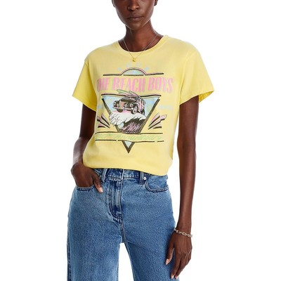 Daydreamer Womens Beach Boys Yellow Crewneck Graphic T-Shirt Top XS BHFO 9085