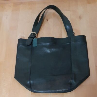希少✨Vintage Coach Double Pocket Tote Bag 80's COACH Tan Leather Vintage Large Shopper Tote Bag Made