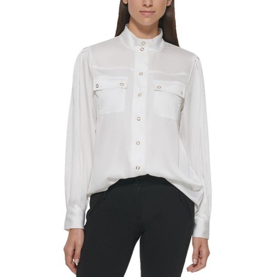 

Karl Lagerfeld Paris Женская белая блузка с накладными карманами рубашка  BHFO 6148, Soft white