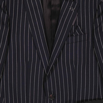 Pre-owned Burberry Men's Dark Navy And White Pinstripe Blazer