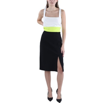 Женское платье-футляр длиной до колена в черно-белый цветовой блок Vince Camuto 12 BHFO 6100