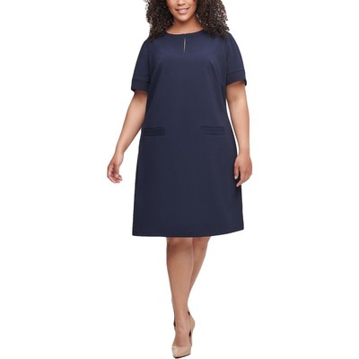 Tommy Hilfiger Женское темно-синее короткое дневное платье размера плюс 20 Вт BHFO 3267