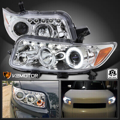 Clear Fits 2008-2010 Scion xB LED Halo Projector Headlights Lamps Left+Right