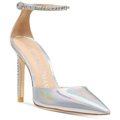 Женские серебристые туфли Stuart Weitzman с ремешком на щиколотке 9.5 Medium (B,M) BHFO 4551