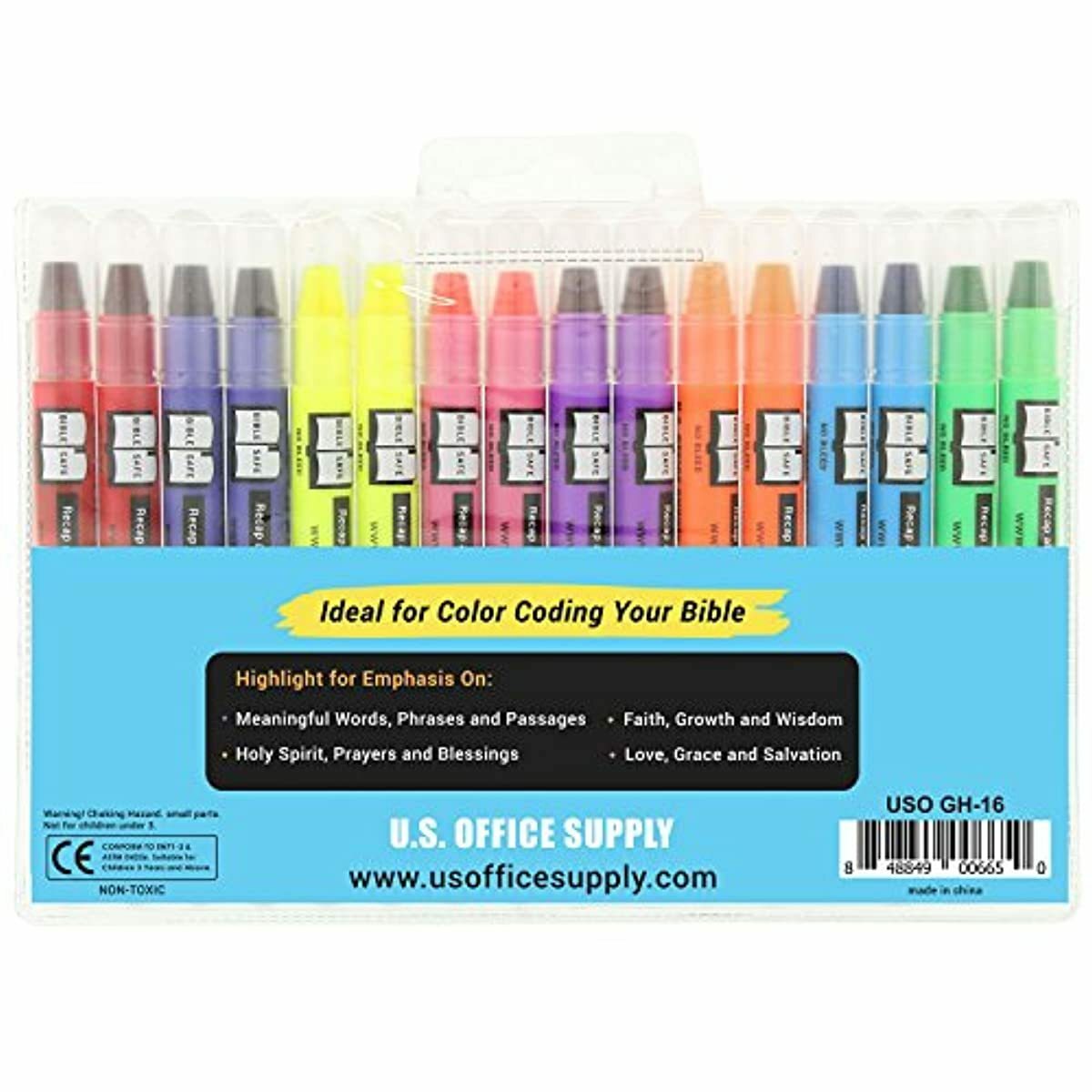Bible Safe Gel Highlighters 8 Bright Neon Colors 16 Marker ...