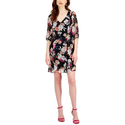 

Женское черное шифоновое короткое мини-платье Connected Apparel Petites  BHFO 9276, Berry