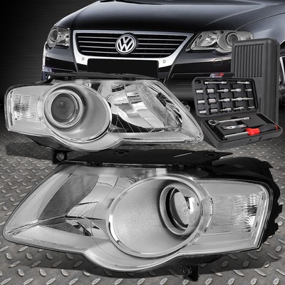 ДЛЯ 06-10 VW PASSAT ХРОМИРОВАННЫЙ КОРПУС ПРОЗРАЧНАЯ БОКОВАЯ ФАРА ПРОЕКТОРА + НАБОР ИНСТРУМЕНТОВ
