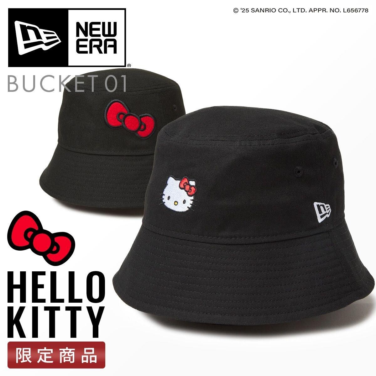 キャップ New Era KIDS HELLO KITTY X NEW ERA EXPLORER BUCKET HAT BLACK NEW ERA - KIDS BUCKET RV KITTY BLACK/RED 【14348591