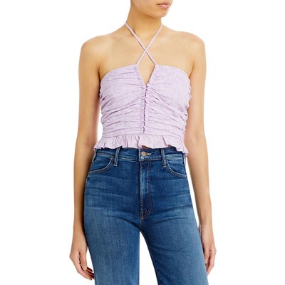 

Женский фиолетовый топ с рюшами и цветочным принтом WAYF, рубашка с лямкой на шее  BHFO 8054, Lavender floral