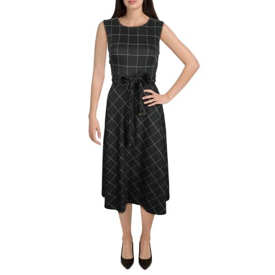 

Женское трикотажное платье длиной до колена с принтом Calvin Klein для работы BHFO 7982, Black/cream
