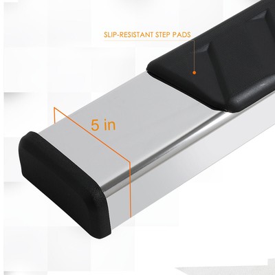 For 09-24 RAM 1500 Extended Quad Cab 5" Pad Side Step Nerf Bar Running Boards