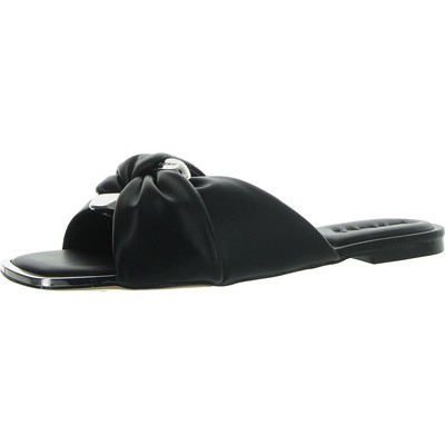 DKNY Womens Doretta Black Flat Slide Sandals Shoes 8.5 Medium (B,M) BHFO 3489
