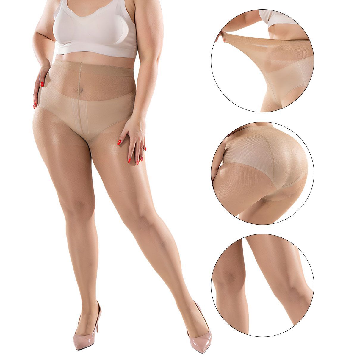 Plus Size Shiny High Glossy Sheer Stockings Dance Tights Pantyhose Hosiery Women