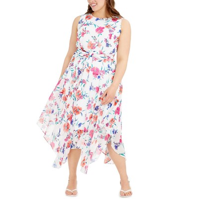 

Calvin Klein Женское белое длинное летнее платье макси с поясом, 22 Вт, BHFO 8193, Белый