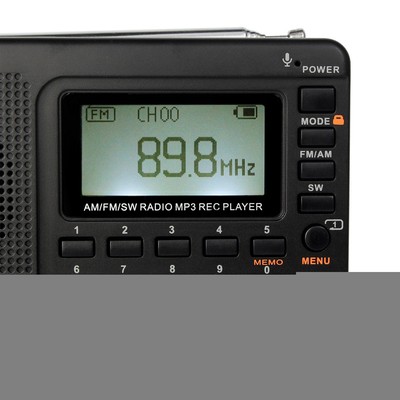 TIVDIO Digital Portable LCD Receiver TF MP3 REC Player AM FM SW Full