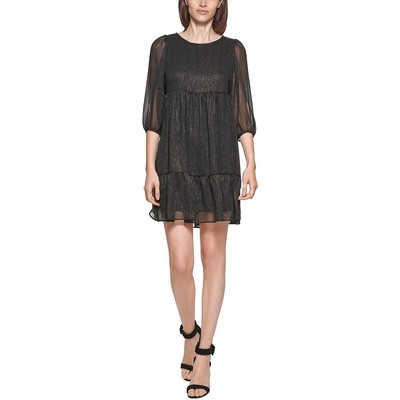 

Calvin Klein Женское короткое вечернее мини-платье с завышенной талией BHFO 2823, Black/gold