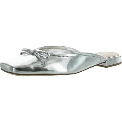 Arezzo Womens Silver Patent Slip-On Mules Shoes 8 Medium (B,M) BHFO 5977