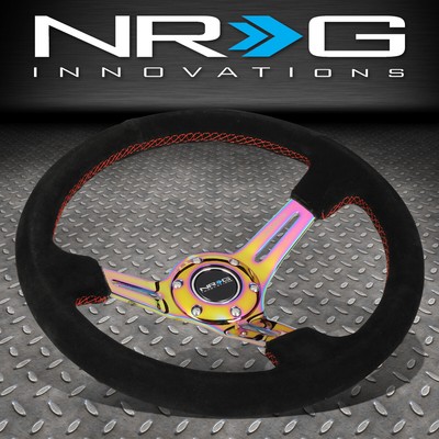 УСИЛЕННОЕ NRG РУЛЕВОЕ КОЛЕСО ИЗ ЗАМШИ С ХРОМИРОВАННЫМИ СПИЦАМИ ДИАМЕТРОМ 350 ММ и 3DEEP NEO с КРАСНОЙ СТРОЧКОЙ на РУЛЕВОМ КОЛЕСЕ
