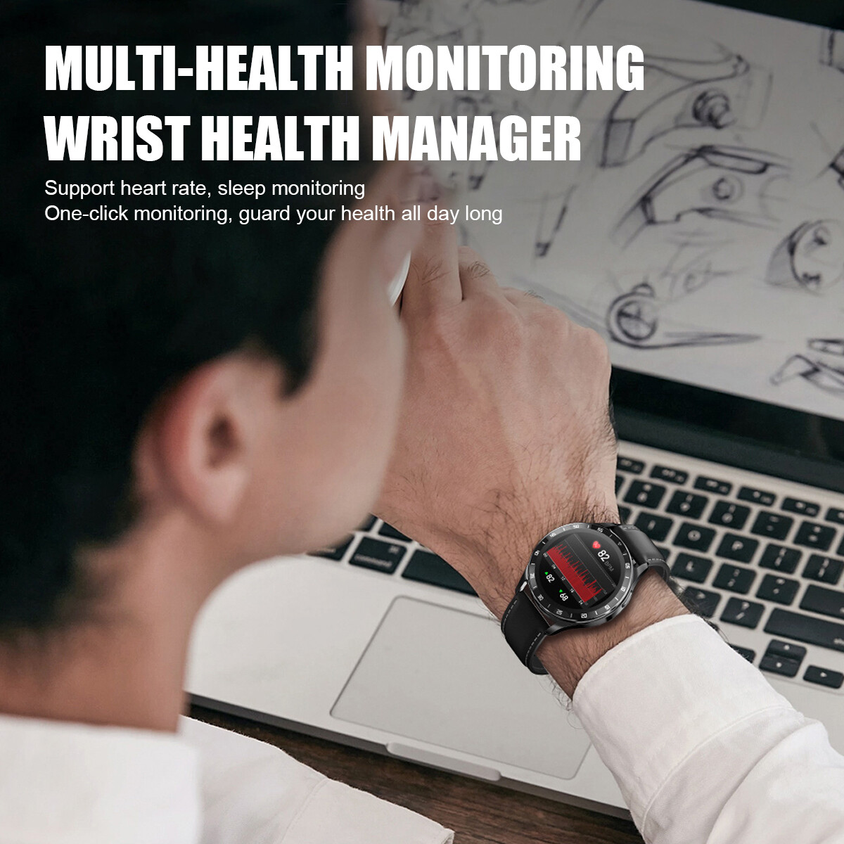 Smart Watch with Earbuds Men Smartwatch 2 in 1 Wireless Headset For iOS Android