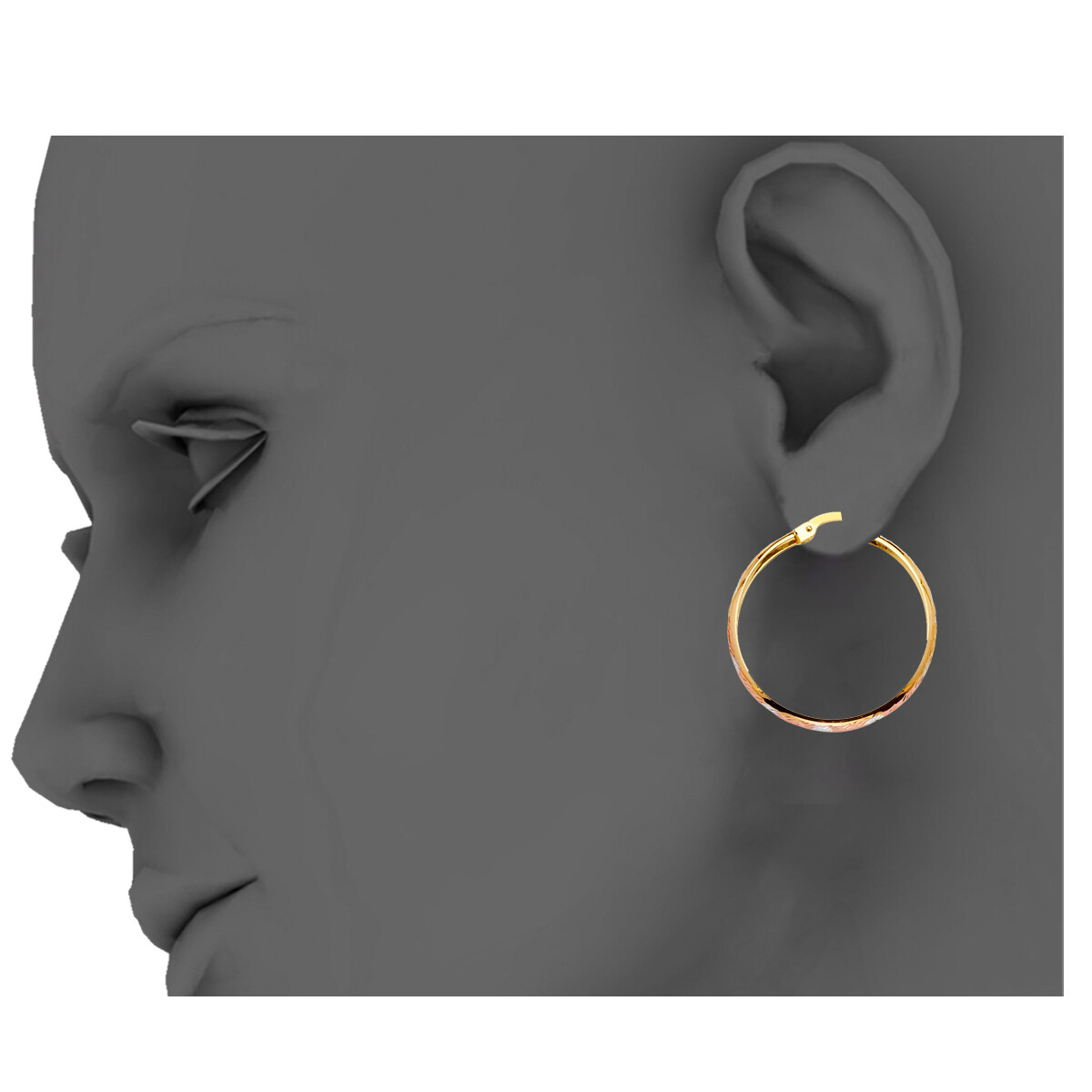 Pre-owned Tgdj 14k Tri Color Gold Hoop Earrings For Women