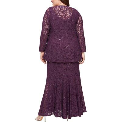 

Женское фиолетовое вечернее платье Jeanne Alexander by Alex Evenings Plus  BHFO 2967, Raisin
