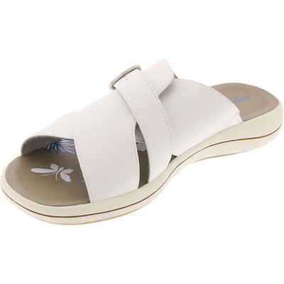 Легкие уличные женские босоножки Flint White Slide на 6 дюймов шире (E+, WW) BHFO 5436