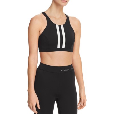 Kendall + Kylie Женский ч/б полосатый короткий спортивный бюстгальтер для йоги Athletic S BHFO 1012