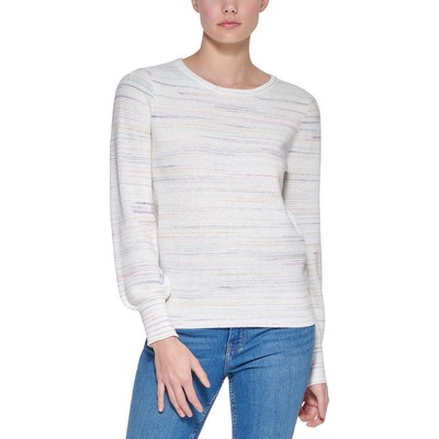 

Calvin Klein Женская белая вязаная рубашка в пастельных тонах Свитер с круглым вырезом Топ  BHFO 0205, Space dye combo