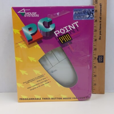 Vintage PC Mouse Point Pro Windows 95 Programmable Ergonomic Systems PS/2 Serial