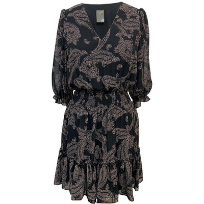 

Женское блузонное платье до колена с пышными рукавами Taylor Plus BHFO 5671, Black/blush