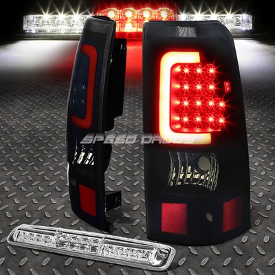 ЧЕРНЫЙ КОРПУС ДЫМЧАТОГО 3D СВЕТОДИОДНОГО ЗАДНЕГО ФОНАРЯ + 3-Й ЦЕНТРАЛЬНЫЙ СТОП-СИГНАЛ ДЛЯ 03-07 SILVERADO