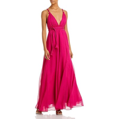 

Женское макси-платье Alice and Olivia с рюшами для коктейлей и вечеринок BHFO 4635, Raspberry