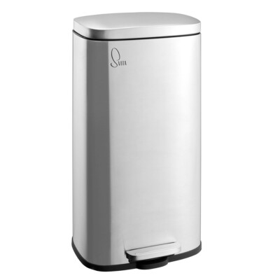 SVITA TQ30 Mülleimer silbern 30L Treteimer Abfallbehälter Softclose Deckel