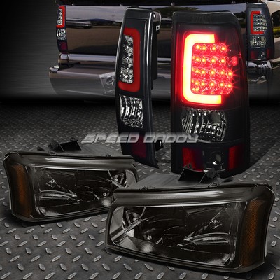 ДЫМЧАТАЯ ФАРА + ЯНТАРНЫЙ УГОЛОК + ТОНИРОВАННЫЙ 3D ОПТИЧЕСКИЙ СВЕТОДИОДНЫЙ ЗАДНИЙ ФОНАРЬ ДЛЯ 03-07 SILVERADO