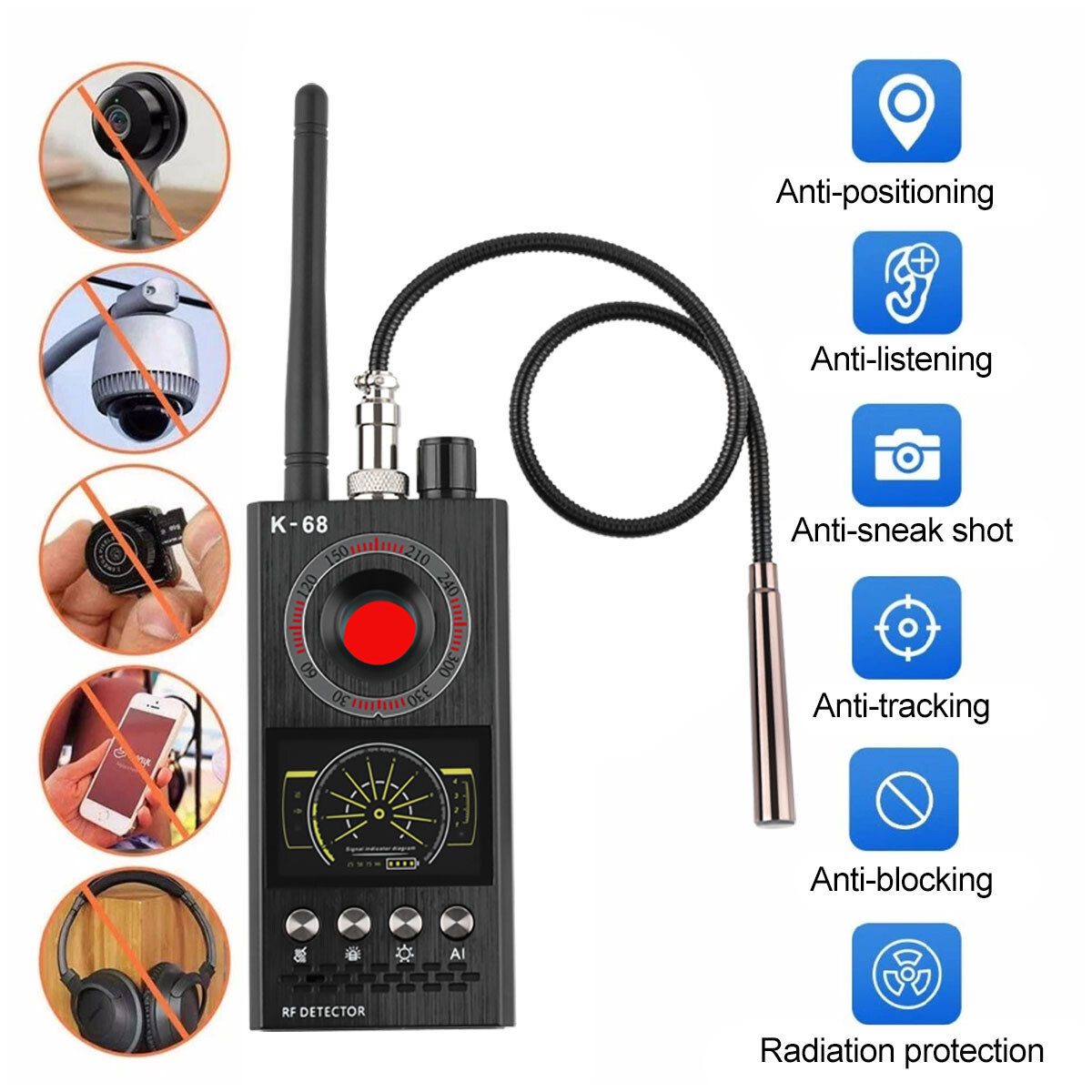 Update K68 Anti-Spy RF Detector Camera GSM Audio Bug GPS Finder