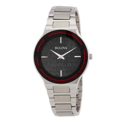 Pre-owned Bulova Apollo Quartz Black Dial Men's Watch 96a296