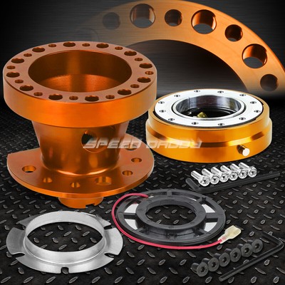 ОРАНЖЕВЫЙ ПЕРЕХОДНИК ДЛЯ СТУПИЦЫ РУЛЕВОГО КОЛЕСА С 6 ОТВЕРСТИЯМИ + БЫСТРОСЪЕМНЫЙ ДЛЯ CIVIC/INTEGRA 90-91