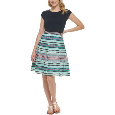 

Женское летнее мини-платье Tommy Hilfiger в полоску с пышной юбкой BHFO 0609, Pool blue multi