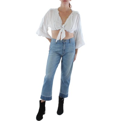 

Женский белый хлопковый укороченный топ с завязкой спереди Charo Ruiz Ibiza  BHFO 6168