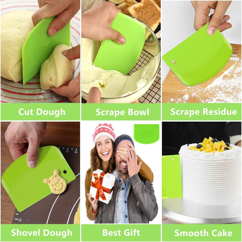 Dough Scraper Set of (1+1), Stainless Steel Bench Scraper Chopper with Handle an