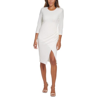 Calvin Klein Womens White Slit Knee-Length 3/4 Sleeve Sheath Dress 16 BHFO 1280
