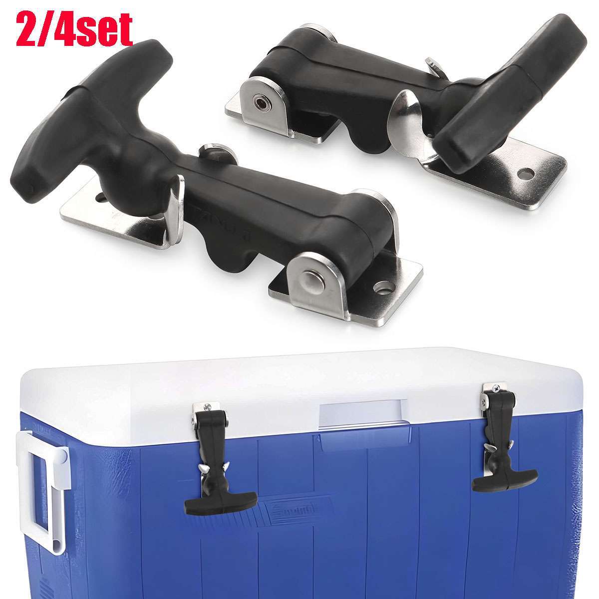 2/4Set Rubber Flexible T-Handle Hasp Draw Latch for Tool Box RV Cooler Golf Cart